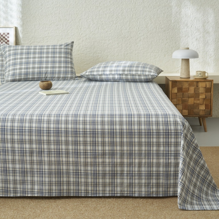 91家纺网 家纺一手货源 找家纺 早晨家纺 2025新款色织纯棉水洗棉床单 温尼-烟兰