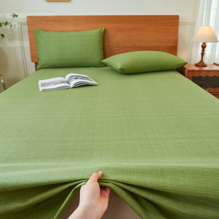 91家纺网 家纺一手货源 找家纺 义博家纺 2025新款纯棉老粗布床单 抹茶