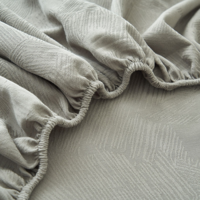 91家纺网 家纺一手货源 找家纺 早晨家纺 2025新款肌理纹纯棉提花床笠 肌理纹床笠-浅灰