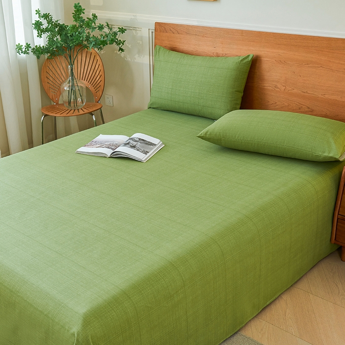 91家纺网 家纺一手货源 找家纺 义博家纺 2025新款纯棉老粗布床单 抹茶