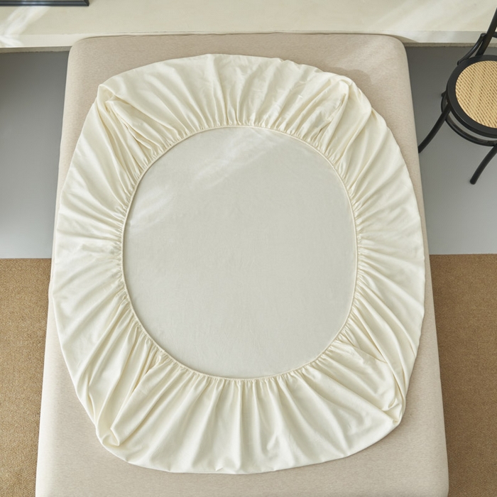 91家纺网 家纺一手货源 找家纺 早晨家纺 2025新款肌理纹纯棉提花床笠 肌理纹床笠-奶昔白