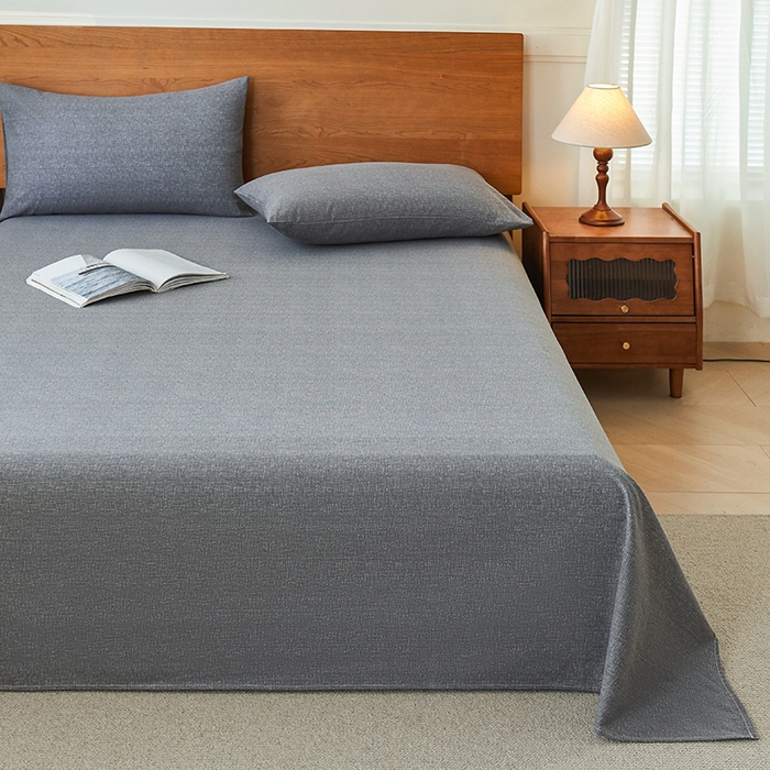 91家纺网 家纺一手货源 找家纺 义博家纺 2025新款纯棉老粗布床单 碳素灰