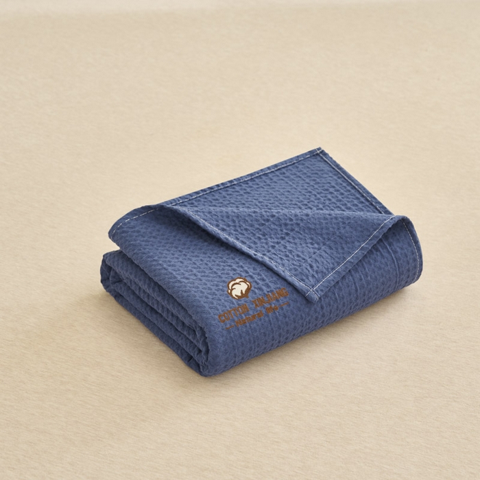 91家纺网 家纺一手货源 找家纺 早晨家纺 2025新款纯棉华夫格床单 纯棉华夫格床单-牛仔蓝