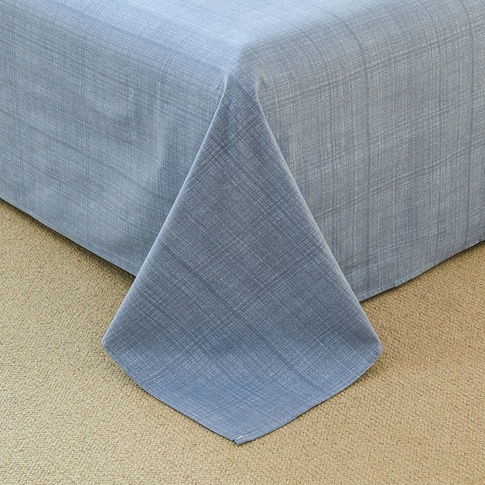 91家纺网 家纺一手货源 找家纺 义博家纺 2025新款纯棉老粗布床单 海军蓝