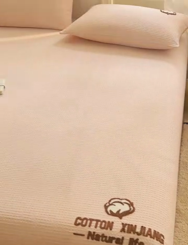 91家纺网 家纺一手货源 找家纺 早晨家纺 2025新款纯棉华夫格床单 纯棉华夫格床单-玉色