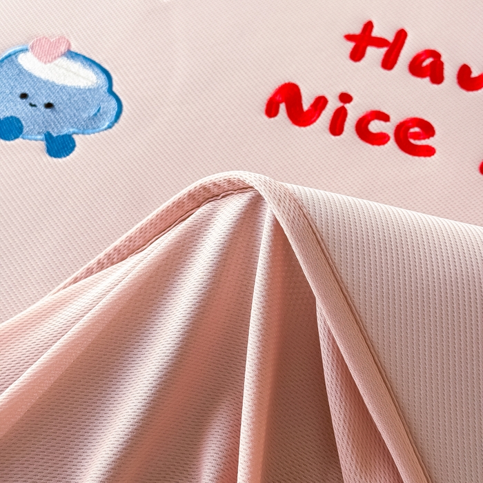 91家纺网 家纺一手货源 找家纺 九花鹿 2025新款凉感PE卡通冰丝席-床笠款 床笠款-派对小兔