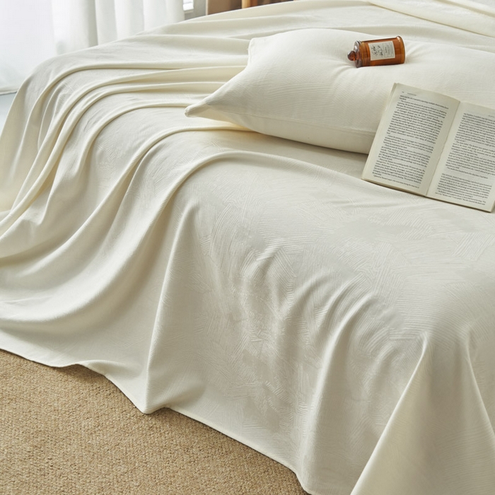 91家纺网 家纺一手货源 找家纺 早晨家纺 2025新款肌理纹纯棉提花床单 肌理纹床单-奶昔白