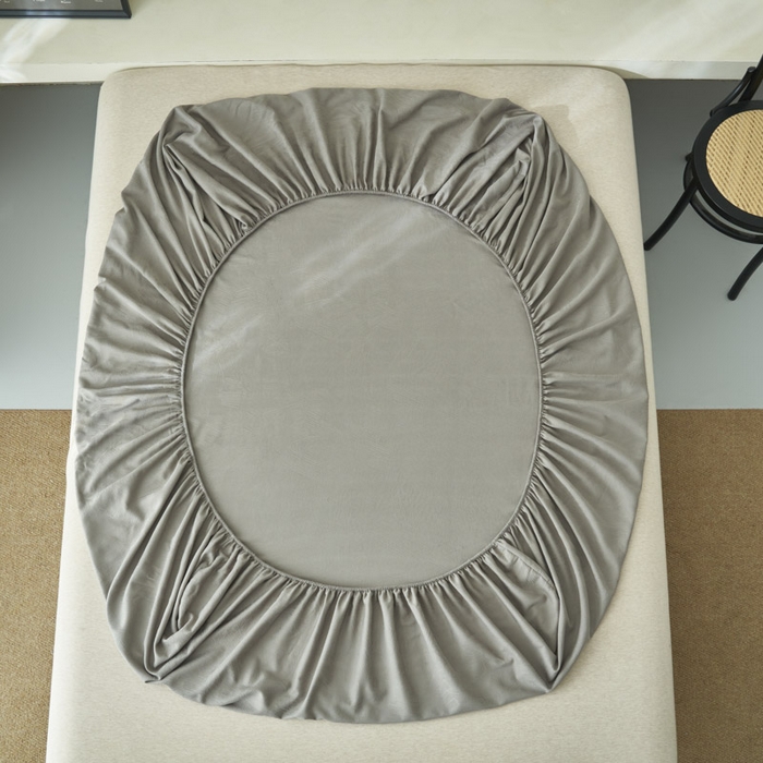 91家纺网 家纺一手货源 找家纺 早晨家纺 2025新款肌理纹纯棉提花床笠 肌理纹床笠-浅灰