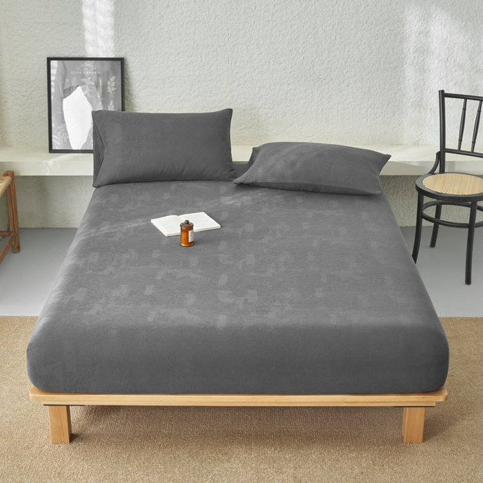 91家纺网 家纺一手货源 找家纺 早晨家纺 2025新款肌理纹纯棉提花床笠 肌理纹床笠-暗灰