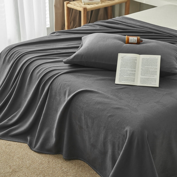 91家纺网 家纺一手货源 找家纺 早晨家纺 2025新款肌理纹纯棉提花床单 肌理纹床单-暗灰