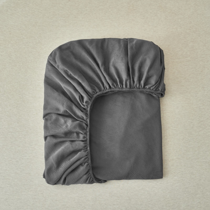 91家纺网 家纺一手货源 找家纺 早晨家纺 2025新款肌理纹纯棉提花床笠 肌理纹床笠-暗灰