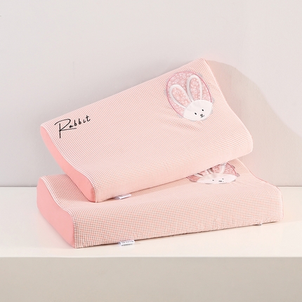 贤内助家纺 2025新款全棉兔兔枕头枕头枕芯护肩枕保健枕 粉色 宽30*长50*高7cm/只