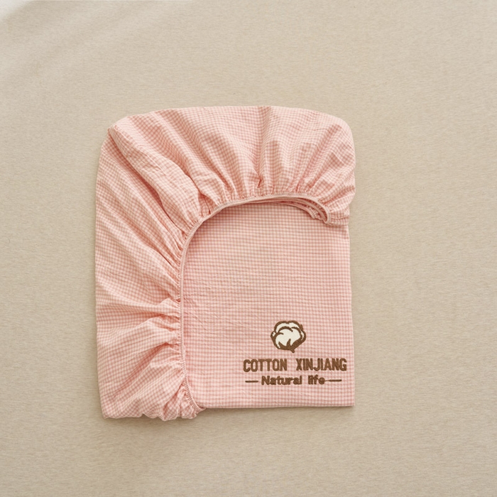 91家纺网 家纺一手货源 找家纺 早晨家纺 2025新款色织纯棉水洗棉毛巾绣床笠 星曜床笠-浅粉