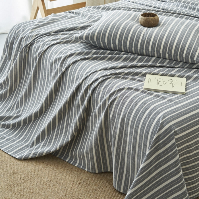 91家纺网 家纺一手货源 找家纺 早晨家纺 2025新款色织纯棉水洗棉床单 雅诗-灰