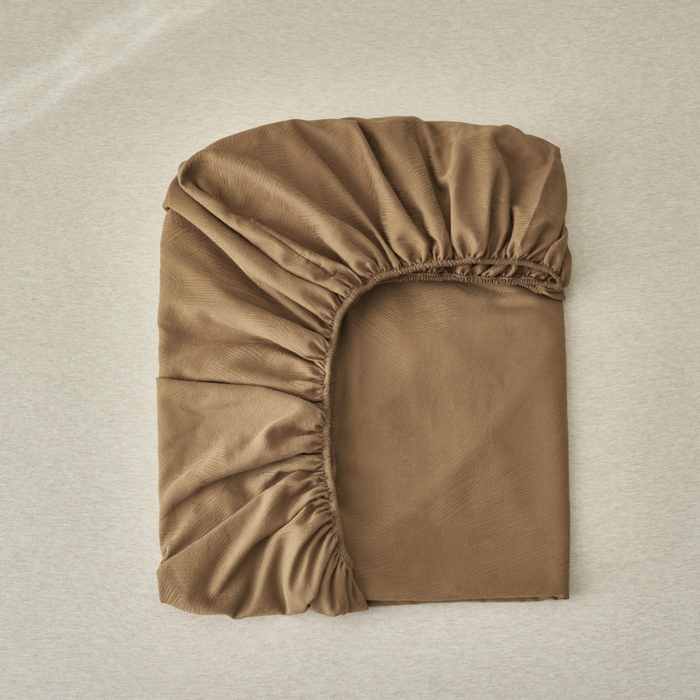 91家纺网 家纺一手货源 找家纺 早晨家纺 2025新款肌理纹纯棉提花床笠 肌理纹床笠-棕色