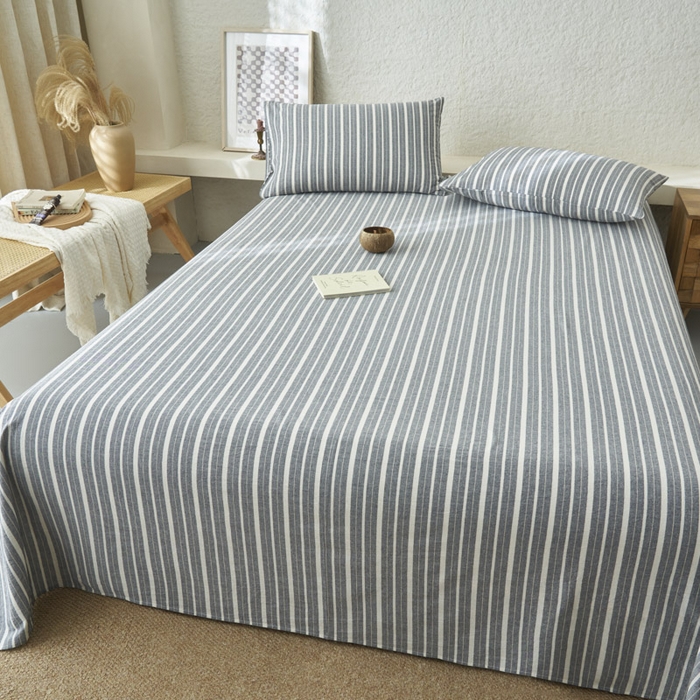 91家纺网 家纺一手货源 找家纺 早晨家纺 2025新款色织纯棉水洗棉床单 雅诗-灰