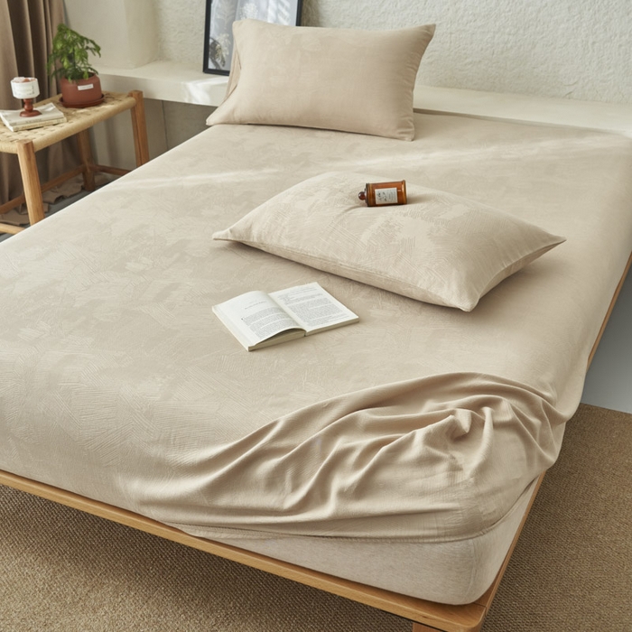 91家纺网 家纺一手货源 找家纺 早晨家纺 2025新款肌理纹纯棉提花床笠 肌理纹床笠-浅驼