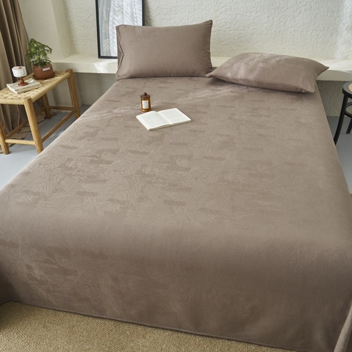 91家纺网 家纺一手货源 找家纺 早晨家纺 2025新款肌理纹纯棉提花床单 肌理纹床单-中灰