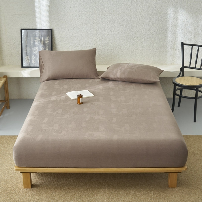 91家纺网 家纺一手货源 找家纺 早晨家纺 2025新款肌理纹纯棉提花床笠 肌理纹床笠-中灰