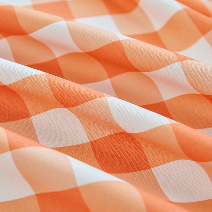 91家纺网 家纺一手货源 找家纺 义博家纺 2025新款纯棉老粗布床单 夏日橙中格