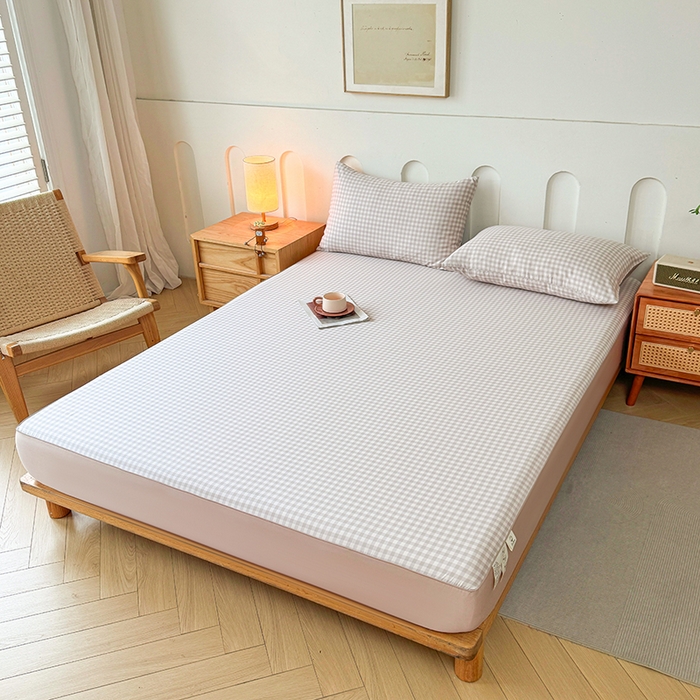 91家纺网 家纺一手货源 找家纺 笠裙家纺 2025新款进口凉感莱赛尔天丝床笠套三件套 美格咖