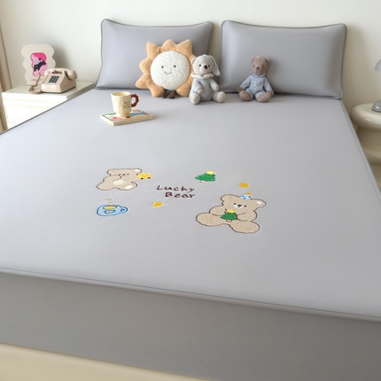 九花鹿 2025新款凉感PE卡通冰丝席-床笠款 床笠款-幸运熊