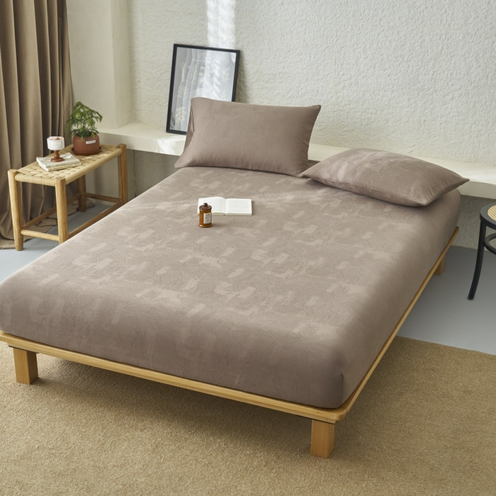 91家纺网 家纺一手货源 找家纺 早晨家纺 2025新款肌理纹纯棉提花床笠 肌理纹床笠-中灰