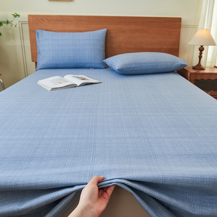 91家纺网 家纺一手货源 找家纺 义博家纺 2025新款纯棉老粗布床单 海军蓝