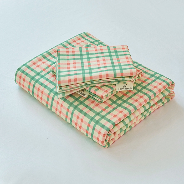 91家纺网 家纺一手货源 找家纺 义博家纺 2025新款纯棉老粗布床单 青年小格