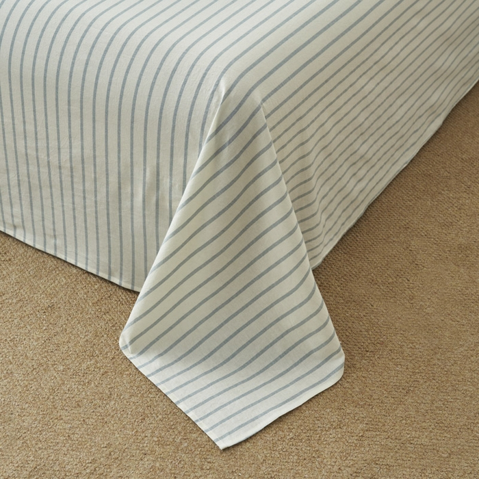 91家纺网 家纺一手货源 找家纺 早晨家纺 2025新款色织纯棉水洗棉床单 格律时尚-浅兰