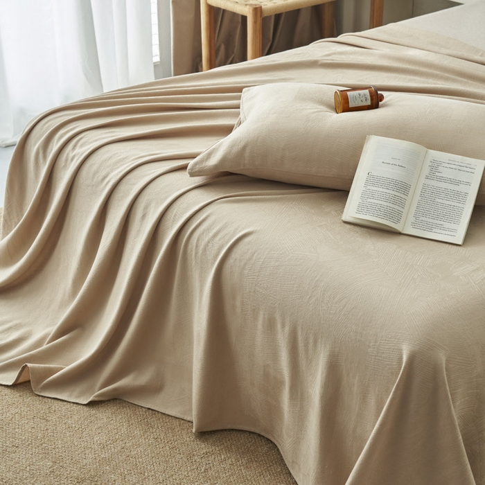 91家纺网 家纺一手货源 找家纺 早晨家纺 2025新款肌理纹纯棉提花床单 肌理纹床单-浅驼