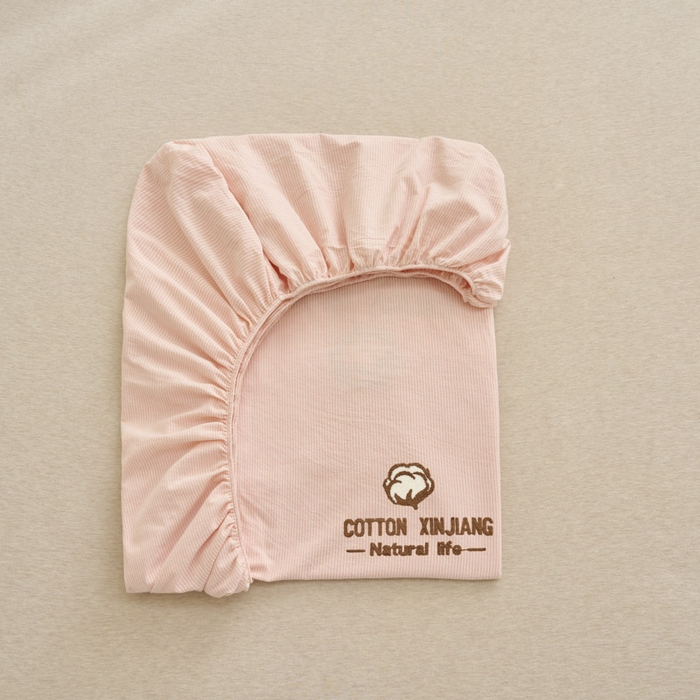 91家纺网 家纺一手货源 找家纺 早晨家纺 2025新款色织纯棉水洗棉毛巾绣床笠 流年床笠-浅粉