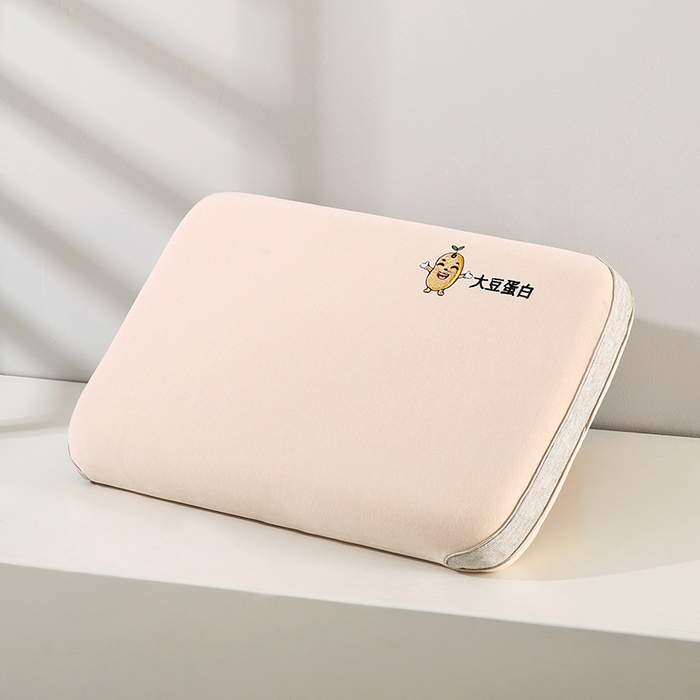 91家纺网 家纺一手货源 找家纺 贤内助家纺 2025新款针织大豆蛋白儿童生物基枕枕芯枕头护肩枕保健枕 米白 32*50*5/只