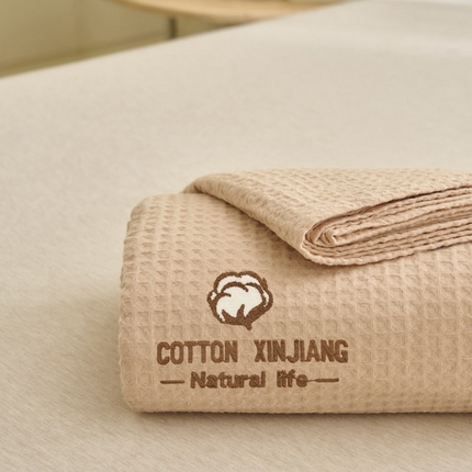 早晨家纺 2025新款纯棉华夫格床单 纯棉华夫格床单-杏色