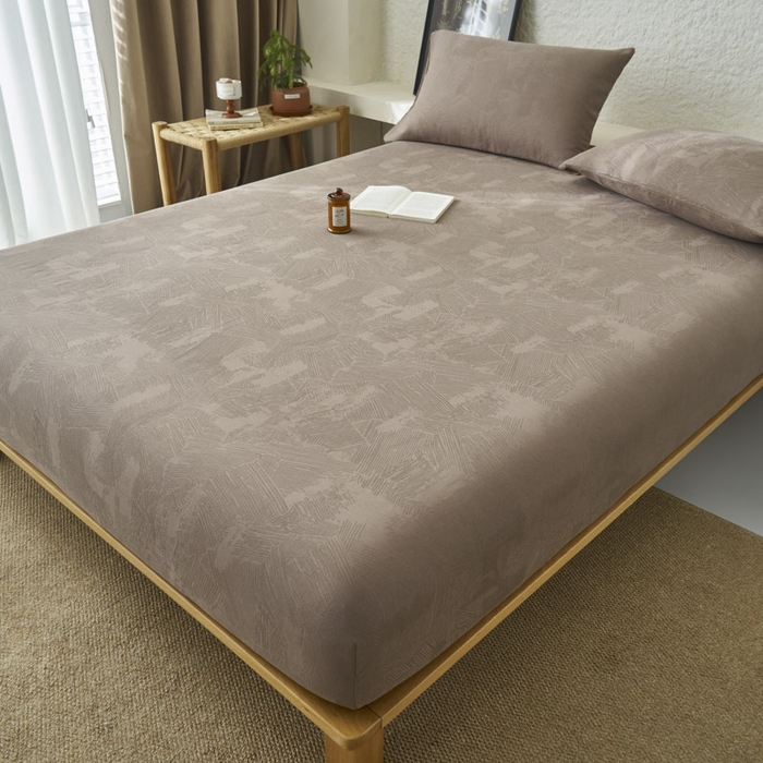 91家纺网 家纺一手货源 找家纺 早晨家纺 2025新款肌理纹纯棉提花床笠 肌理纹床笠-中灰