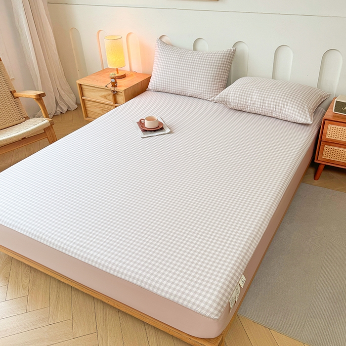 91家纺网 家纺一手货源 找家纺 笠裙家纺 2025新款进口凉感莱赛尔天丝床笠套三件套 美格咖