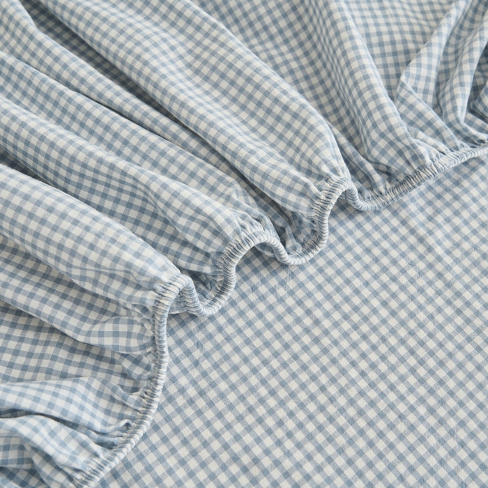 91家纺网 家纺一手货源 找家纺 早晨家纺 2025新款色织纯棉水洗棉毛巾绣床笠 星曜床笠-浅兰