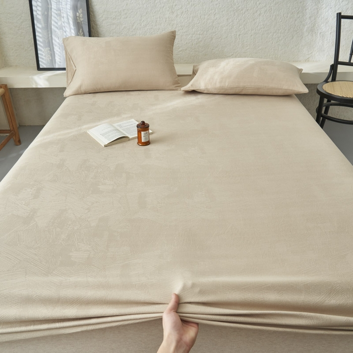 91家纺网 家纺一手货源 找家纺 早晨家纺 2025新款肌理纹纯棉提花床笠 肌理纹床笠-浅驼