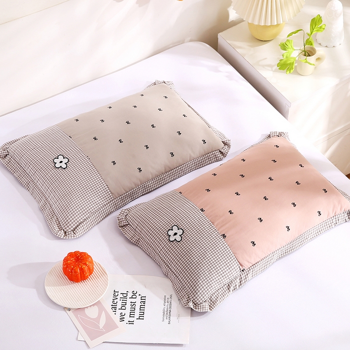 91家纺网 家纺一手货源 找家纺 贤内助家纺 2025新款全棉甜美风荞麦枕枕芯枕头保健枕护肩枕 咖色 宽35长55*高8-10/只