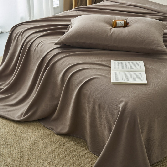 91家纺网 家纺一手货源 找家纺 早晨家纺 2025新款肌理纹纯棉提花床单 肌理纹床单-中灰