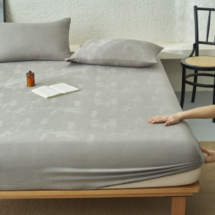 早晨家纺 2025新款肌理纹纯棉提花床笠 肌理纹床笠-浅灰