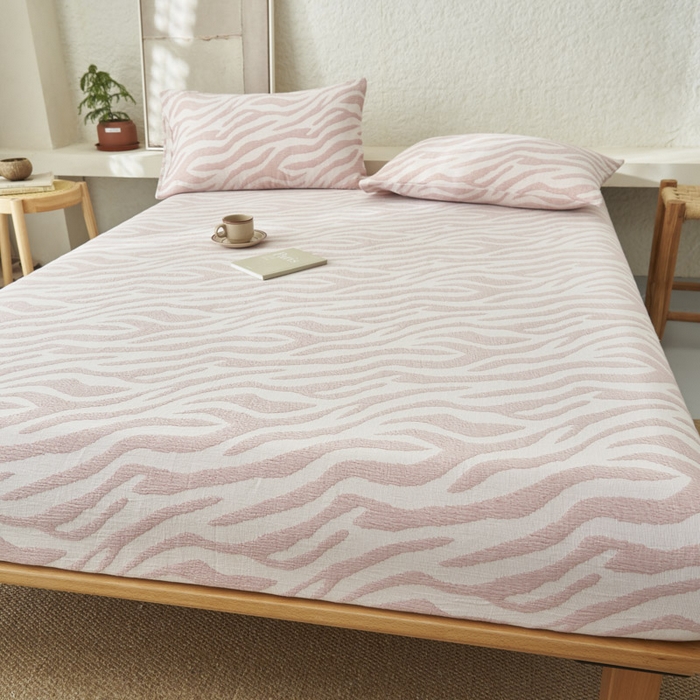 91家纺网 家纺一手货源 找家纺 （总）早晨家纺 2025新款三层纱纯棉提花床笠