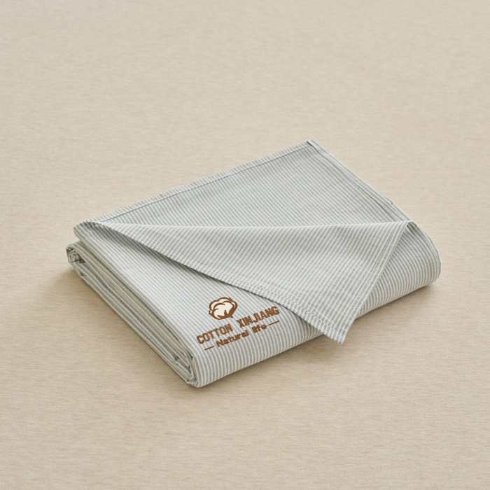 91家纺网 家纺一手货源 找家纺 早晨家纺 2025新款色织纯棉水洗棉毛巾绣床单 流年床单-浅兰