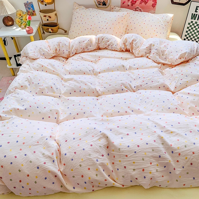 91家纺网 家纺一手货源 找家纺 艾特你 2025新款印花水洗棉四件套 梦幻七彩