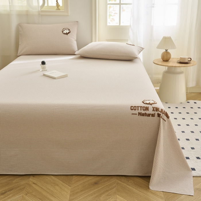 91家纺网 家纺一手货源 找家纺 早晨家纺 2025新款色织纯棉水洗棉毛巾绣床单 星曜床单-米咖