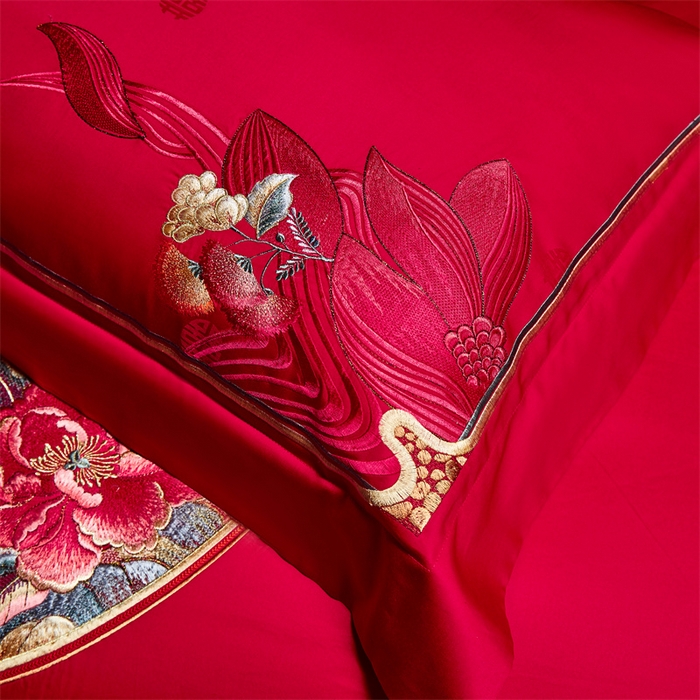 91家纺网 家纺一手货源 找家纺 （总）高大尚婚庆馆 2025新款60支双股长绒棉提花四件套多件套-婚庆系列