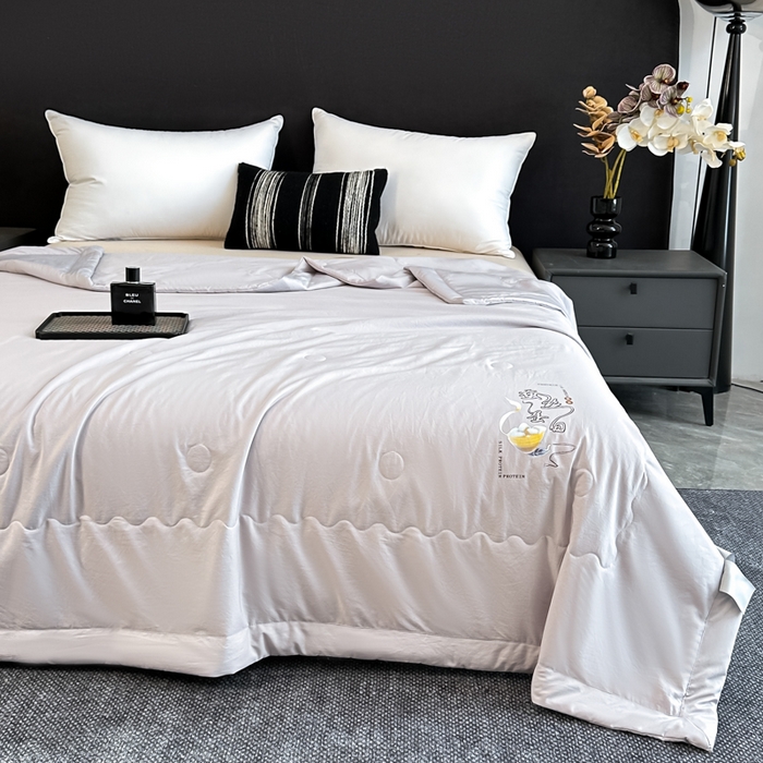 91家纺网 家纺一手货源 找家纺 芭芭棉家纺 2025新款桑蚕丝夏被夏凉被空调被 灰色