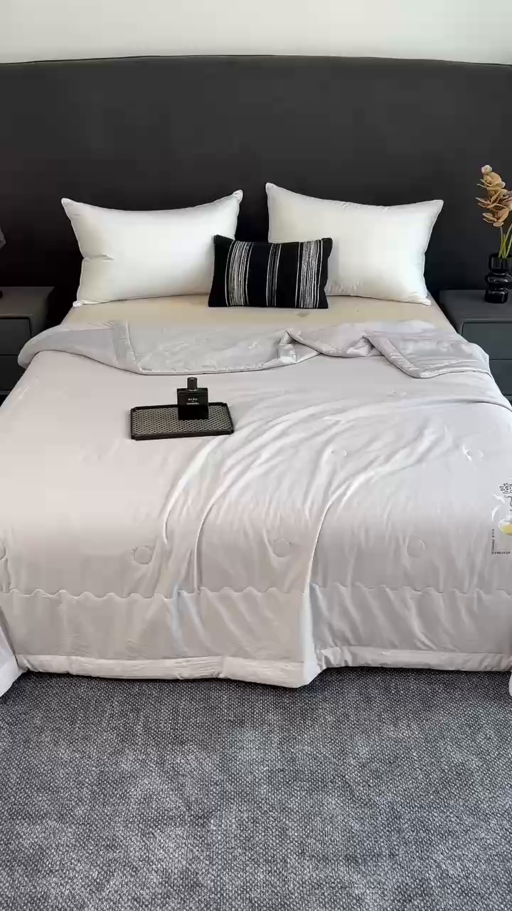 91家纺网 家纺一手货源 找家纺 芭芭棉家纺 2025新款桑蚕丝夏被夏凉被空调被 灰色