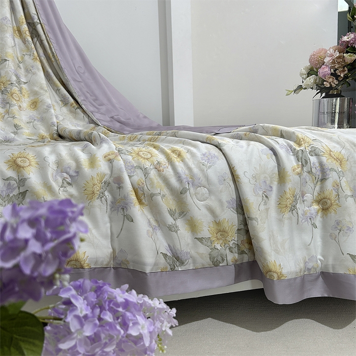 91家纺网 家纺一手货源 找家纺 元元家居（元元被业） 2025新款御丝锻蚕丝夏被夏凉被空调被 向日葵