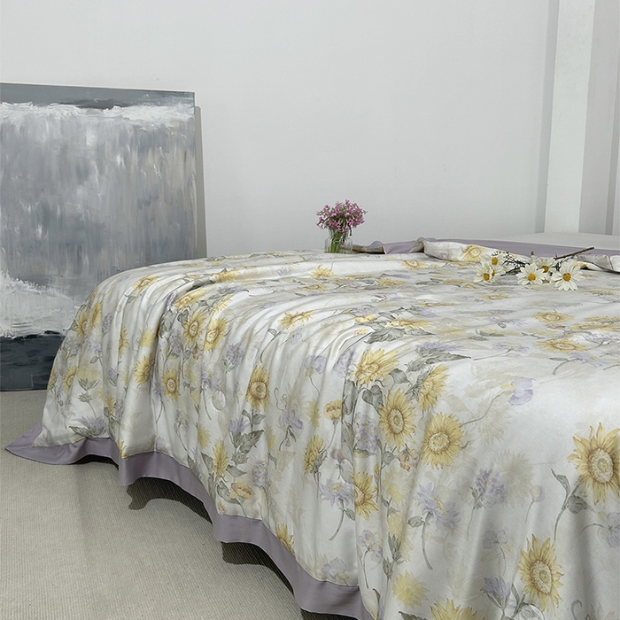 91家纺网 家纺一手货源 找家纺 元元家居（元元被业） 2025新款御丝锻蚕丝夏被夏凉被空调被 向日葵